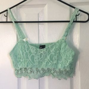 Turquoise lace bralette with adjustable straps